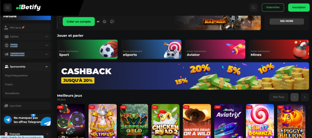 Bonus Betify 2026 jeu casino